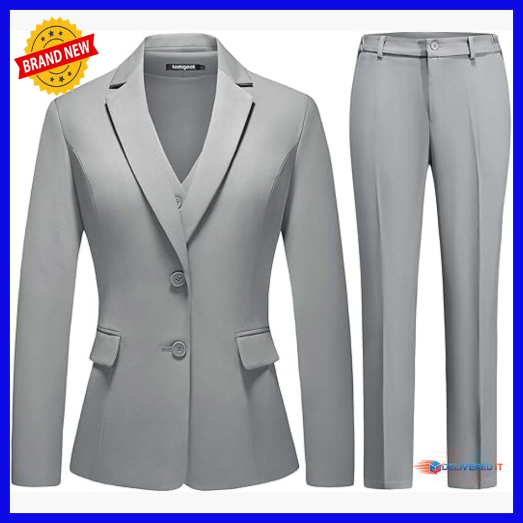 3 Piece Business Suit Set Blazer Pants Vest Formal Office Wear